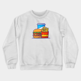 Burger, French fries And Soft Drink Cartoon Vector Icon Illustration Crewneck Sweatshirt